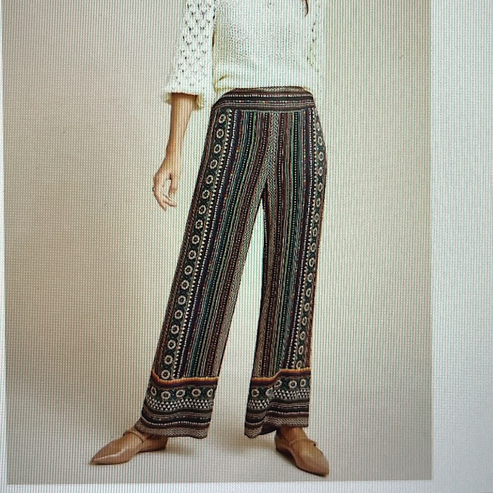 Anthropologie Farm Rio Satin Geo Print Crop Wide leg Pants Size XS